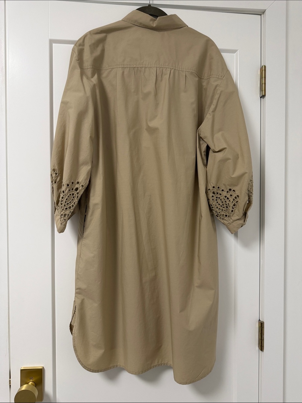 GAP Tan Eyelet Midi Shirt Dress - Picture 3 of 5
